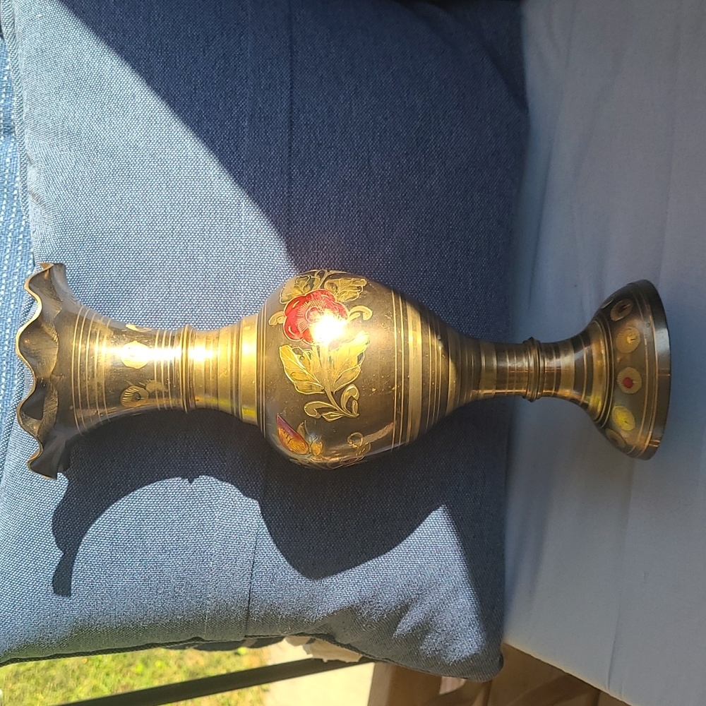 Vintage brass floral vase